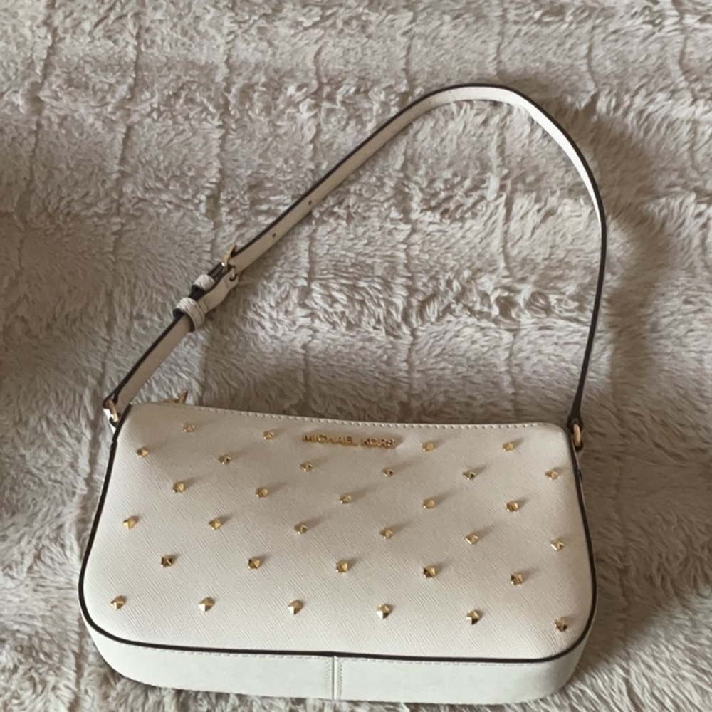 Michael Kors White Studded Shoulder Bag